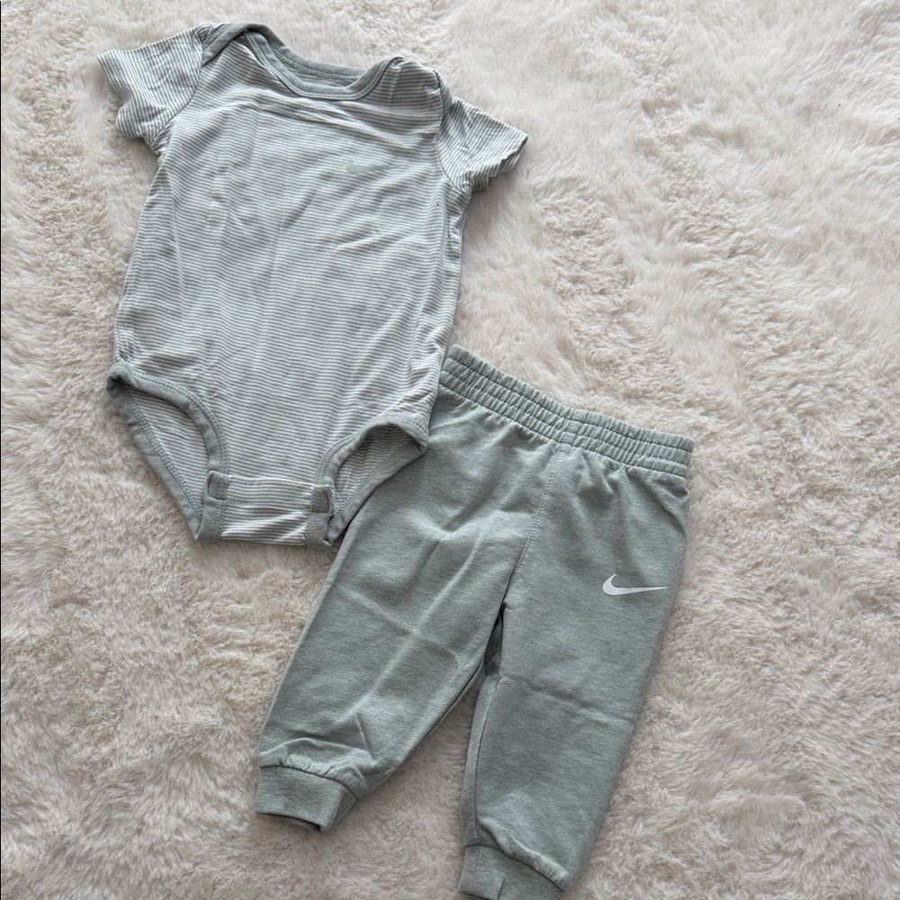 Nike Kids Light Gray Joggers and Bodysuit Set